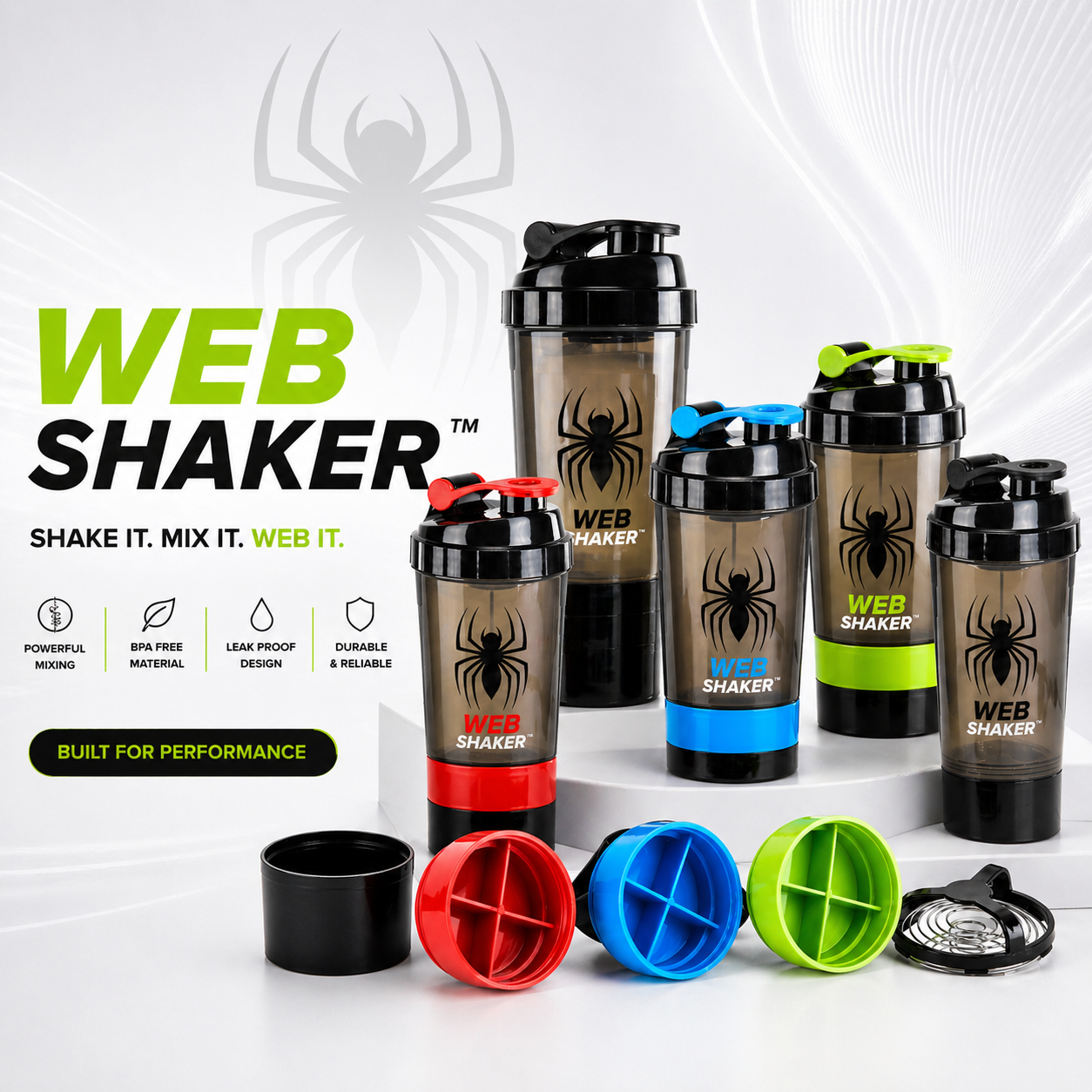 Spider Shaker gym protein shaker bottle – premium leakproof design